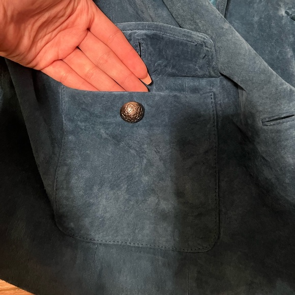 CHARTER CLUB WOMANS TEAL LEATHER JACKET - Picture 5 of 9